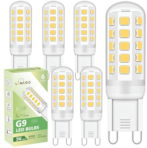 Lumlog G9 Led Bulbs Natural White 6-Pack, 3W 510lm 4000 Kelvin G9 Blubs, Equivalent to 30W-40W Halogen, 220-240V No Flicker Non-Dimmable Energy Saving, for Home Lighting Decor [Energy Class C]