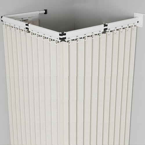 Faltbarer Duschvorhang, An Der Wand Montierter Duschvorhang Aus Leinen, Verstellbare Ausziehbare Duschvorhangstange Mit Saugnäpfen Für Das Schlafzimmer, Bekleidungsgeschäft,White-3Folds