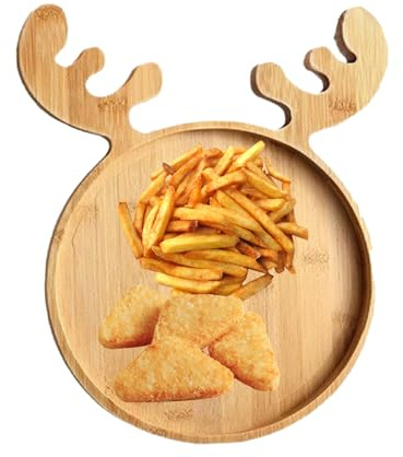 Plateau en Bois de Noël,Plat de Service à Thème de Noël pour Aliments - Plats Réutilisables Pour Fêtes Anniversaire Mariage Pique-Nique Dîner