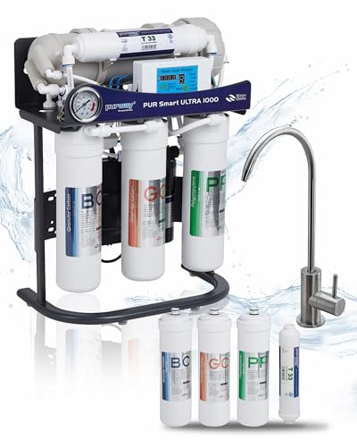 purway® PUR Smart ULTRA 1000 GPD Umkehrosmoseanlage Ersatzfilterset | Leistungsstarke Umkehrosmoseanlage mit Trinkwasserfilter und Osmose Wasserfilter für den Alltag und Aquaristik Aquarium
