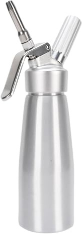 Fockety Sifone per panna montata, bomboletta professionale in alluminio 500 ml con 3 beccucci decorativi e spazzola per la pulizia, spruzzatore di panna per dessert