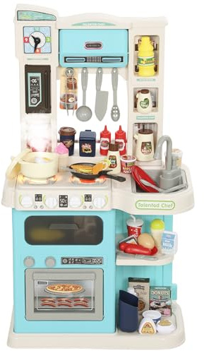 AIYAPLAY Cucina Giocattolo per Bambini 3-6 Anni, 44.5x24x79 cm Verde | 92 Accessori, Suoni Realistici, Gioco per Bambini, in PP, PE e ABS