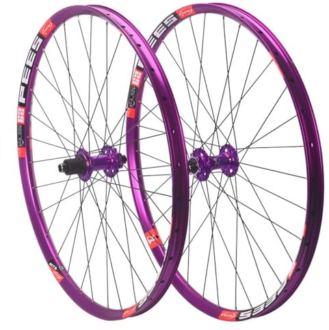 QHYRZE 26/27,5/29 Mountainbike Laufradsatz 32H Aluminiumlegierung Felge Scheibenbremse MTB Laufrad Boost Fahrradlaufrad Steckachse Vorne 15x110mm Hinten 12x148mm, Für 12s MS Kassette(Purple,27.5'')