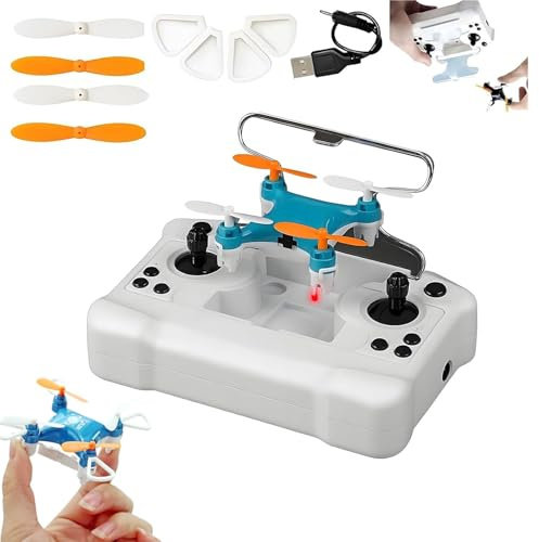 Mini Drohne für Kinder ab 6 Jahre, Quadrocopter mit Controller, Indoor Drone, Blau und Orange (Blau)