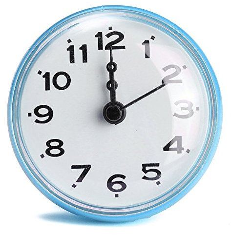 Cisixin Orologio Impermeabile con Ventosa Gomma Impermeabile Orologio da Parete con Ventosa per Bagno