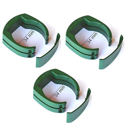 Fix Clip Pro Zaunbefestigung Ø 34 mm – 3 Stück Zaunclips für Rundpfosten – Pfostenschelle für Schweißgitter & Maschendraht – Zaun Befestigung ohne Bohren – RAL 6005 Moosgrün