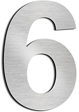 Oedim Numero civico in acciaio inox | Numero 6 da 20 cm di altezza | 1,2 mm di spessore | finitura lucida | ideale per esterni o interni | alta resistenza