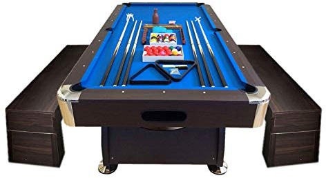 GRAFICA MA.RO SRL Billard AMERICAIN 8FT Snooker Table DE Billard Vintage Bleu + BANCS A CONTENEURS