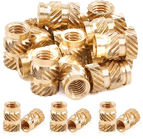 Mardatt Lot de 60 inserts filetés en laiton M6 x 10 x 7 pour inserts en plastique en laiton pour impression 3D