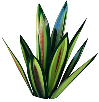 YIWOYI Plante d'agave en métal, art en métal à 9 feuilles, tequila, sculpture rustique rouille, jardin, cour, statues d'art pour décoration d'intérieur (vert, 65 cm)