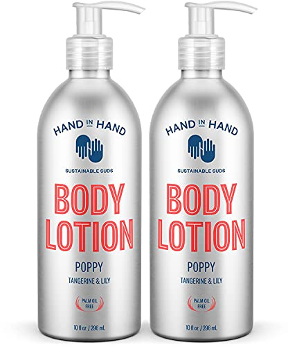 Hand in Hand Moisturizing Body Lotion, Dry Skin Lotion with Shea Butter, 10 Fl Oz, Tangerine & Lily, Poppy Scent, 2 Pack