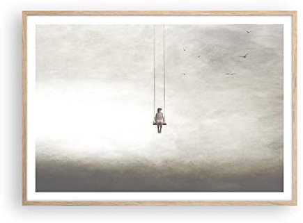 Poster Rahmen helle Eiche Deko 100x70cm Schwingen rein Wolken Wandposter Art Prints Wanddeko Bild Wand Kunstdruck Wandbilder Dekoration Wohnzimmer Schlafzimmer Küche Modern Wall Art P2NAA100x70-4875