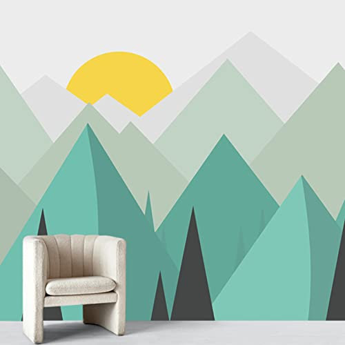TANYANG Benutzerdefinierte Tapeten Wandbilder Grüner Berg Sonnenaufgang Streifen Schlafzimmer Kinder Tapeten Für Wohnzimmer Wohnkultur 350Cm(W)×245Cm(H)