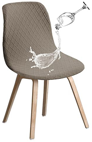 JUNZHE Stuhlhussen 6er Set, Stretch Stuhlbezug mit mittlerer Rückenlehne, abnehmbar waschbar Stuhlschutz für Haus, Küche, Esszimmer, Party, Bankett, Hochzeit, Club, Taupe
