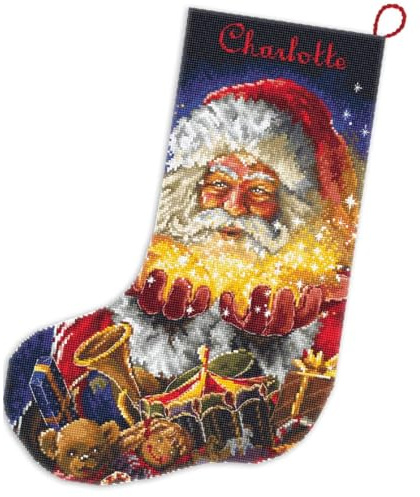 Kreuzstich Set Weihnachtsstrumpf Weihnachtswunder Zählmuster, Multifarbig