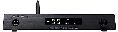 S.M.S.L AL200 Stereo Vollverstärker, 2-Kanal Class D Audio Kopfhörerverstärker, MA5332MS Chip XMOS XU-316 MQA DSD Native 256, RCA/Bluetooth/USB/Coaxial/Optical Eingang mit IR-Fernbedienung