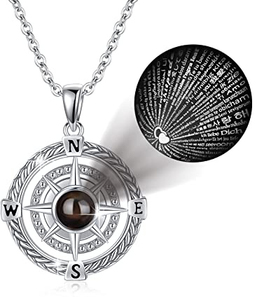 YueYuan Damen Kompass-Halskette 925 Sterling Silber Inspirierender Kompass Anhänger Schmuck Geschenke zu Weihnachten Abschluss Geburtstag