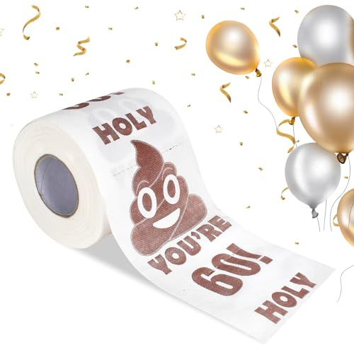 Toilettenpapier zum 60. Geburtstag für Frauen und Männer, Happy Birthday Toilettenpapier Gag Geschenke für Freunde, Familie, Geburtstag Party Dekorationen