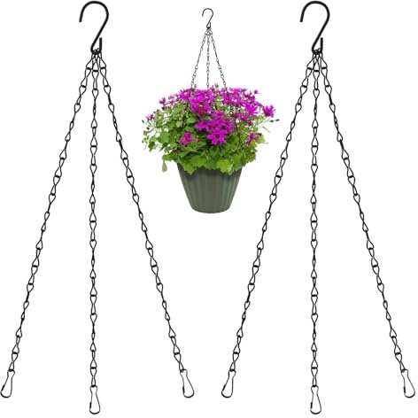 SHRJ 3 schwarze Hängeketten für Korbaufhänger, Pflanzgefäße, Halter, für drinnen und draußen, Pflanzfarne, Kräuter, Sukkulenten, hängende künstliche Blumen, Laternen, Vogelfutterspender, Blumentopf,