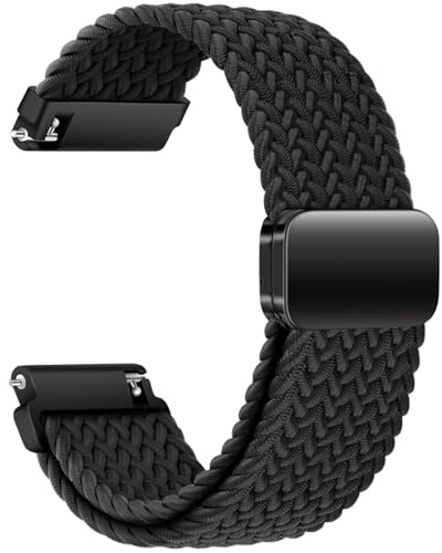 AidorMax Bracelet en Nylon de 22 mm avec Boucle Magnétique Réglable pour Hommes et Femmes, Bracelet de Remplacement Élastique et Confortable Compatible avec Smartwatches et Montres (Noir)