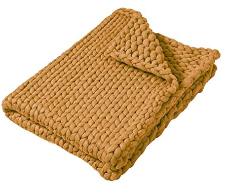 Duiaynke Handgefertigte Grobstrickdecke, bequeme, dicke Decke, Überwurfdecke, Strickdecke für Couch, Wohnzimmer, Schlafzimmer, Heimdekoration (braun)