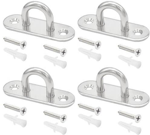 CEEYSEE 4 Stück Augplatten Edelstahl, M8 Decken Haken,Augplatten mit Öse, Wand-Haken mit Schrauben für hängende Gegenstände,Markisen,Hängematte,Bootszubehör (D/M8/CXG)