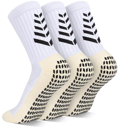 LUROON Calze Antiscivolo Calcio Uomo 37-46, 3 Paia Calzini Grip Calcio in Silicone Grip Anti Vesciche Calzini Sportivi Donna Traspirante Calze Antiscivolo Calcio per Ciclismo Trekking