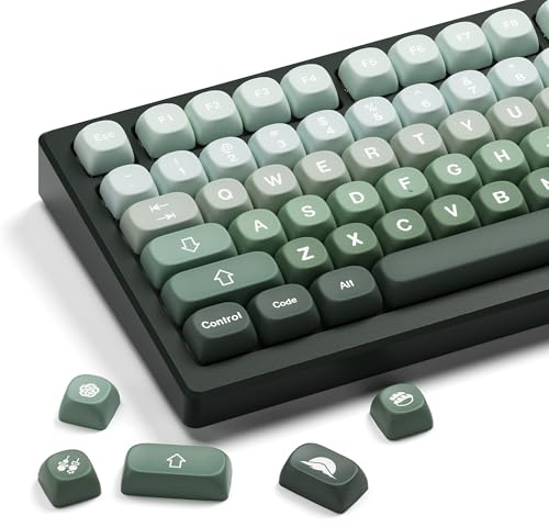 XVX Matcha Wagashi PBT Keycaps-MOA Keycap, Custom Keyboard Keycaps 60 65 75 100 Percent, 5 Side Dye Sublimation Keycap, 132 Keys Key caps Set for Cherry Gateron MX Switches Keyboards, Gradient Green