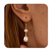 ZHESHY Perlen Ohrringe Silber 925 Stecker Damen Weiß Süßwasserperlen Gold Silber 8MM Ohrstecker Ohrringe mit Perle Creolen Perlenohrringe Hängend Hypoallergene Schmuck Frauen Mädchen Braut Geschenk