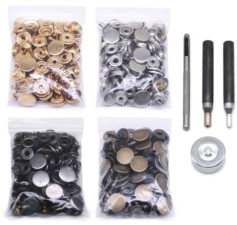 Jamsinmu 120 set di cuoio in cuoio a doppio tappo a doppio rivet tubolare Rivet Rivet veloce per riparazione e decorazione in pelle artigianale 12.5mm(203#)
