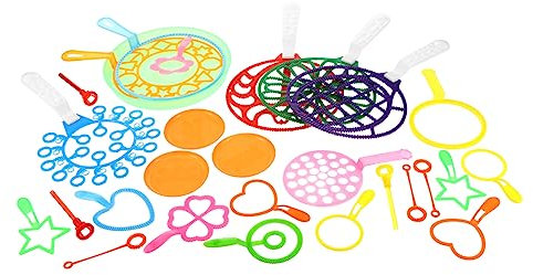 JOINPAYA 28-teiliges Set Blasenwerkzeug Seifenblasenstäbe Für Kinder Seifenblasenmaschine Für Kinder Sommerspielzeug Für Draußen Großer Seifenblasenstab Bunter Blasenstab Blasenset Plastik