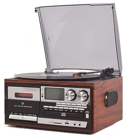 asdchZen Tourne-Disque À L'Ancienne, Tourne-Disque Vinyle Rétro, Tourne-Disque Classique avec Gravure De Bande, Gramophone Vintage, Doubles Haut-Parleurs Intégrés, Connexion CD/Cassett