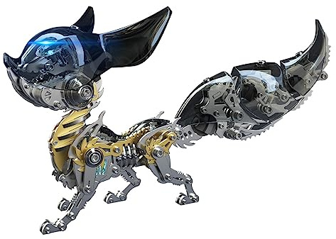 WANENGEDIY 3D gör-det-själv metallmått, pussel, steampunk, mekanisk räv mozi-modell för vuxna och tonåringar, mekaniskt pussel i metall – 339 delar, kreativa gåvor