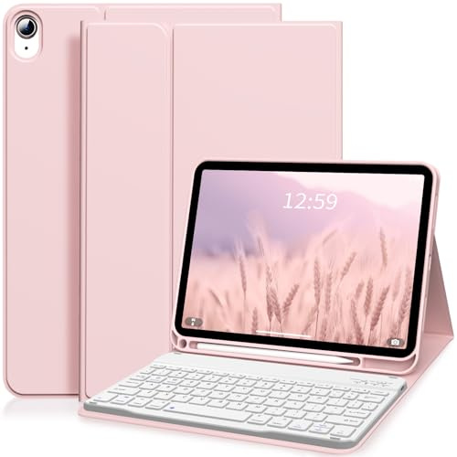 ZKTUYU Funda para iPad de 10ª generación con teclado de 10.9 pulgadas 2022 con soporte para lápices, soporte magnético desmontable inalámbrico Bluetooth Folio Folio funda para teclado recargable,