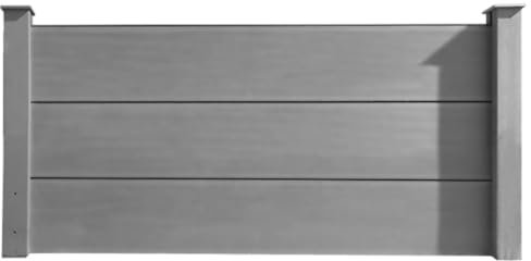 HORI Sichtschutz XXL Komplettset WPC Zaun Robuster Windschutz Moderner Steckzaun Design Ideal für Garten & Terrasse Einfach zu Montieren 1.8 m - zum Aufschrauben - Grau