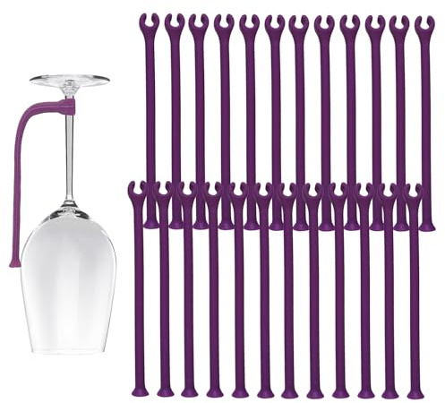 mengger Weinglashalter Spülmaschine, 24 Stück gläserhalter spülmaschine,Silikon Weinglas Geschirrspüler Einstellbar Spülmaschinen Weinglas Schutzband für eine breite Palette von Weingläsern(Violett)
