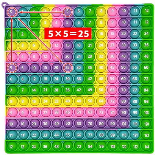 Push and Pop Bubble Sensory Fidget Toy, Squeeze Spielzeug Antistress, Push Pop Bubble Fidget Toy, Stressabbau Spielzeug 2 in 1 Rainbow Multiplikationsbrett Lernspielzeug für Kinder und Erwachsene