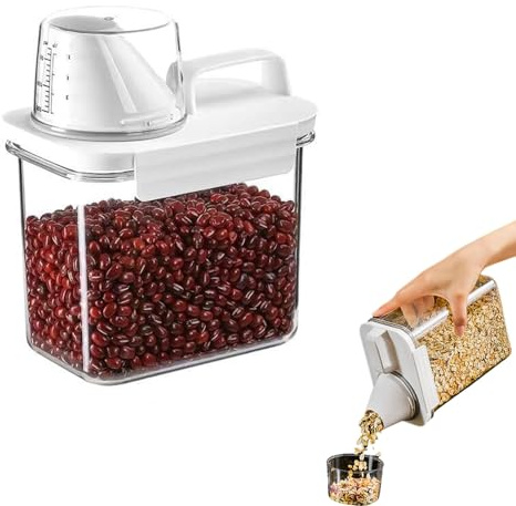 Eruceky Cereali Dispenser con Beccuccio Versabile, Dispensa Cucina Organizer con Coperchio, Contenitore per Riso, Conservazione di Cereali Pasta Farina Cibo per Animali Domestici