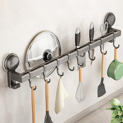 Cammeciso Support à ustensiles de Cuisine,Porte Ustensiles Cuisine avec Crochets,Barre de Cuisine Murale Crochet,Accroche ustensiles de Cuisine,pour Cuisine,Salle de Bains ou Garage