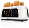 Tesslux 4 Slice Toaster with Touch Screen Control, 1.5 Wide Long Slots, 6 Browning Levels & 6 Bread Types, Digital Timer, Memory, Defrost, Reheat (White)