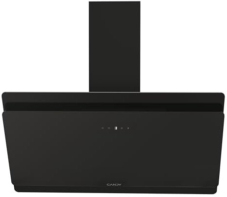 Candy CDG9CBP8B, Campana Decorativa 90 CM, 4 Niveles de Potencia, 611 M3/H, Control táctil, Filtros de Aluminio Antigrasas y Filtros de Carbono Incluidos, Iluminación LED, 62DB, Negro