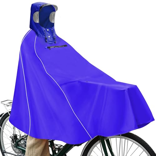 Andake regnponcho cykel för män och kvinnor, vattentät cykling regn poncho, regnponcho män, regncape kvinnor vattentät cykel, blå, one size