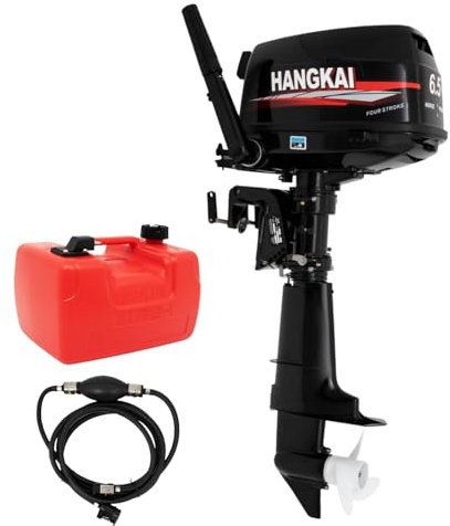 DAOHHFO 6.5HP 4 Takt Außenborder Motor Benzinmotor 123CC Außenbordmotor Wassergekühlt System Heavy Duty Angelmotor für Aufblasbare Fischerboot (CDI Zündsystem, 5000-6000 U/min, 40cm Kurzer Schaft)