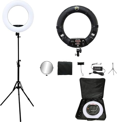 18 Zoll LED Ring Licht Kit mit Stativ und Telefon Halter, große professionelle Telefon Selfie Ring Licht, 3200K-5500K / 96w / 9600Lux für Live Room, YouTube, Tik Tok, Schießen (Schwarz)