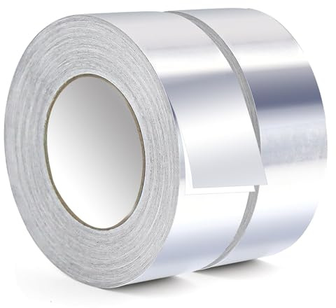 2 Roll Aluminum Foil tape - 50mm x 50m Adhesive Waterproof Heat Resistant High Temperature for Hot and Cold Air Ducts, Duct Repair, Duct Insulation, Shielding Panels, Metal Repair, Sealing Ducts