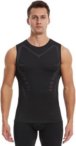 HDAKDDHG Men's Athletic Compression Shirts Sleeveless Tank Top Workout Gym T-Shirt Running Tops Quick Dry Sports Base Layer Undershirts-L Black