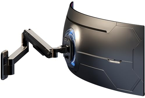 Supporto Monitor Muro per Monitor 17-49 Pollici, Braccio Monitor Muro Singolo con Molla a Gas Ergonomico Regolabile in Altezza, Rotazione e Inclinabile, Fino a 20kg, VESA 75/100 mm, Nero