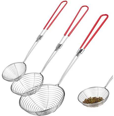 Mipcase 3piezas Colador Inoxidable Colador De Pasta Espumadera Manual Escurridor De Pasta De Alimentos