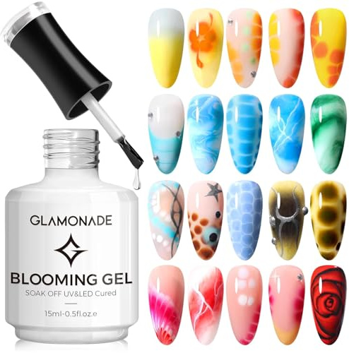 Glamonade Clear Blooming Gel UV Nagellack für die Ausbreitung Effekt, Nagel Malerei, Marmor Naturstein, Aquarell Nagel Dekoration Kunst Design DIY Salon 15ml