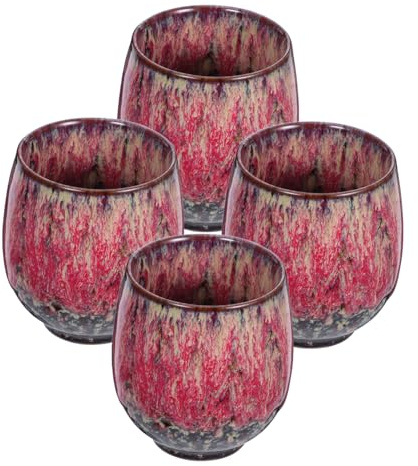ROMISBABA 4 Piezas Tazas de Cerámica Japonés para Té Espresso y Café Casa o Reuniones con Acabado Esmaltado Resistente y Diseño Cultural Elegante